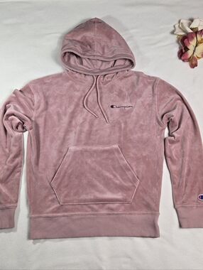 Champion Plush Pink Velvet Hoodie, Size XS